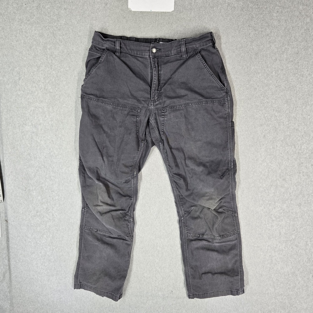 Carhartt Men Pants 36X30 Gray Double Knee Canvas (32x27) Relaxed Straight READ